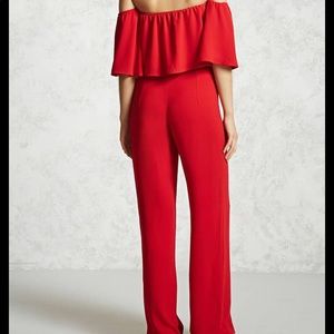 Forever 21 Red off the shoulder long romper